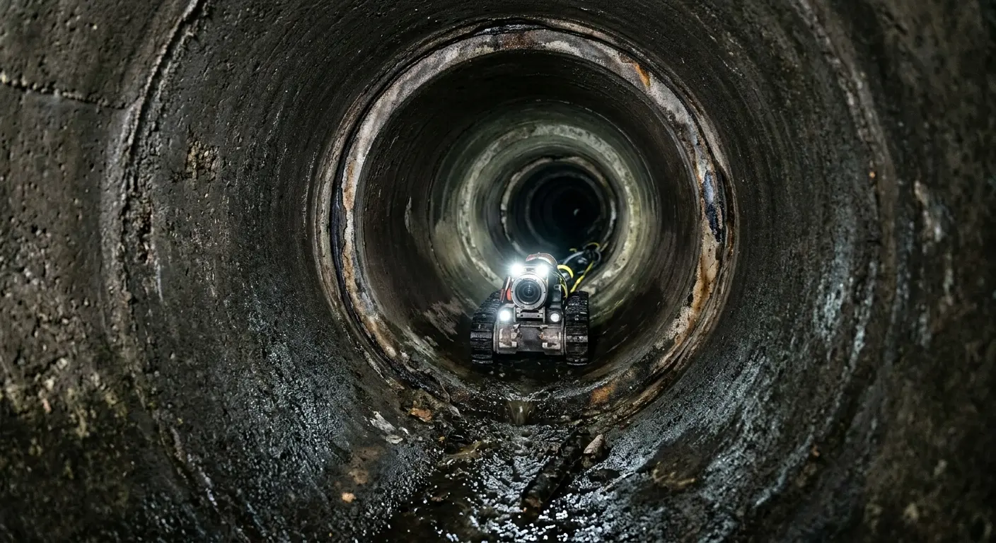 Robotic sewer camera inspecting pipe interior for Drain Snake Service in Albert Lea